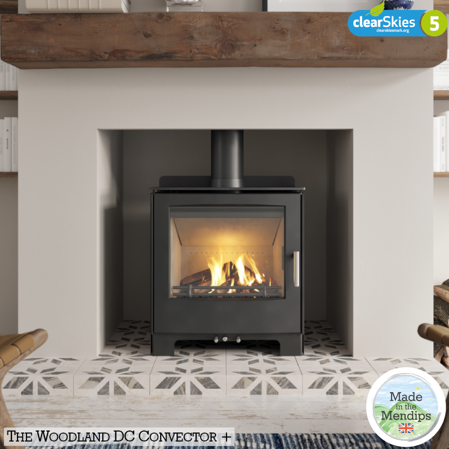 Mendip Woodland Convector Plus DC Multi Fuel Stove, living room setting