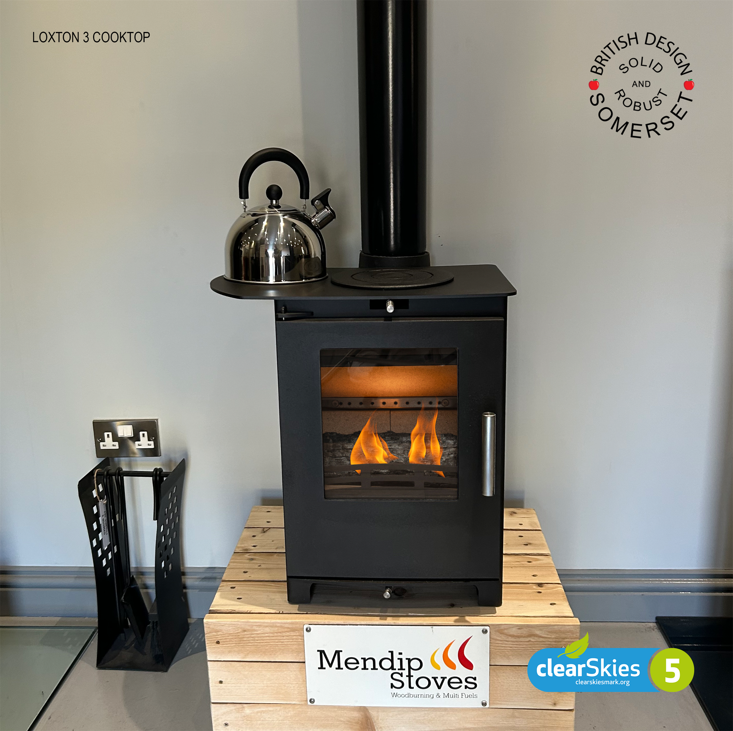 Mendip Loxton 3 Cooktop Multi Fuel Stove, living room setting