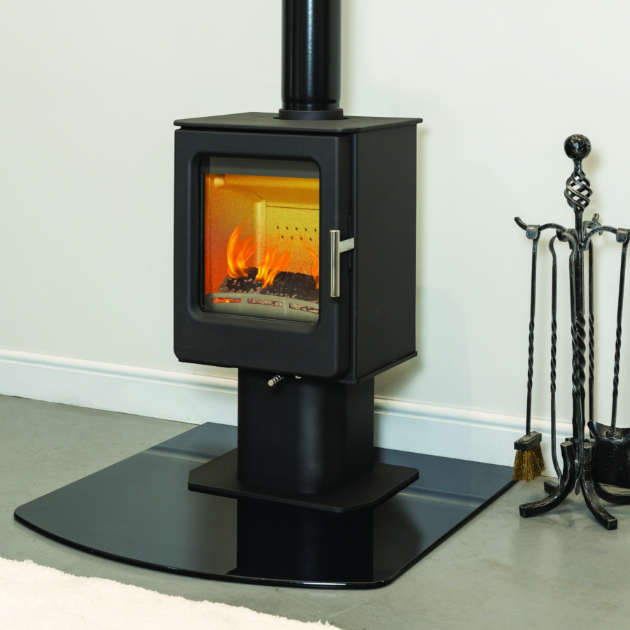 Mendip Ashcott Pedestal Wood Burning Stove, living room setting