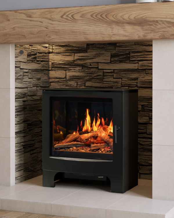 Mendip Woodland Ilektro LCD Electric Fire, living room setting
