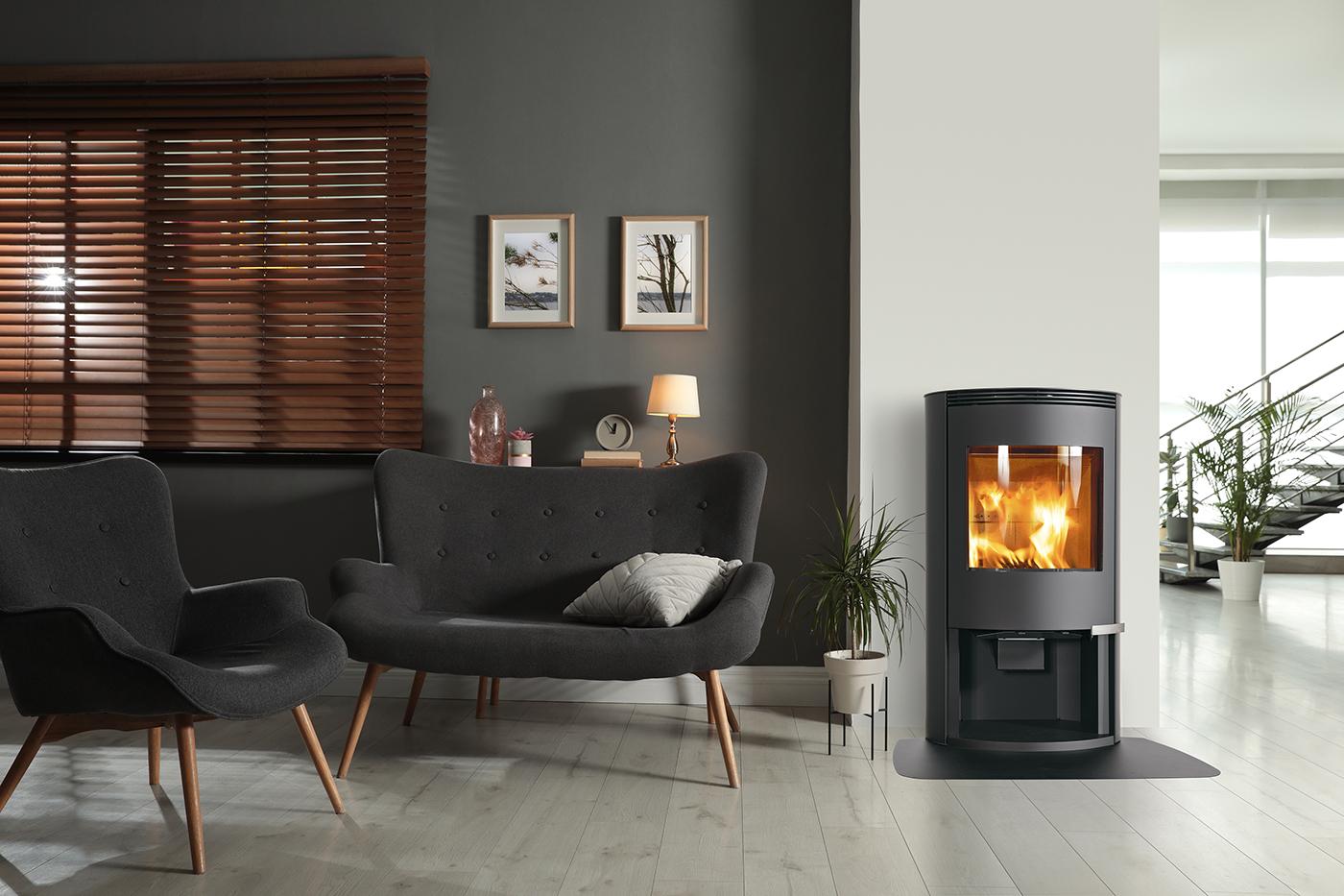 ILD 9 Eco Wood Burning Stove by Jøtul Group, living room setting