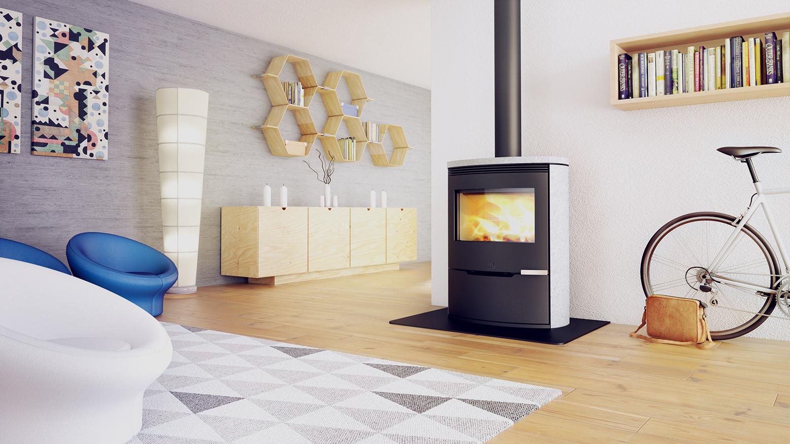 ILD 13 Eco Wood Burning Stove by Jøtul Group, living room setting