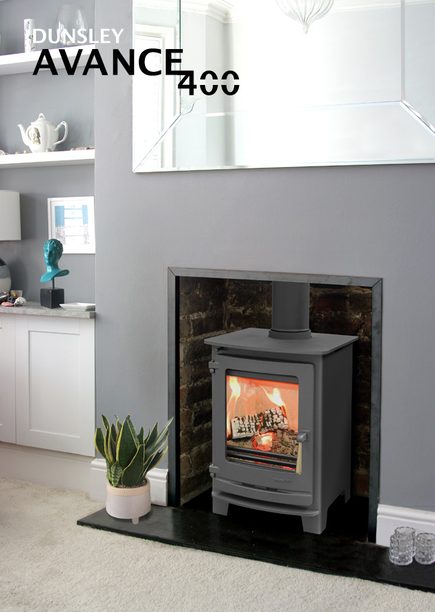 Dunsley Avance 400 Wood Burning Stove, living room setting