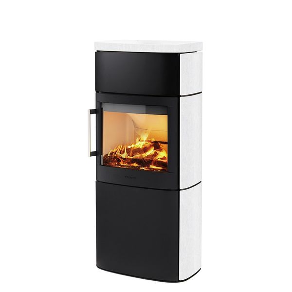 HWAM 4660 wood burning stove classic grey finish wide glass Danish design
