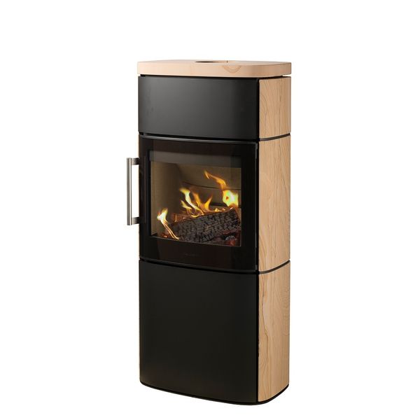 HWAM 4660 wood burning stove modern grey finish wide glass Scandinavian design